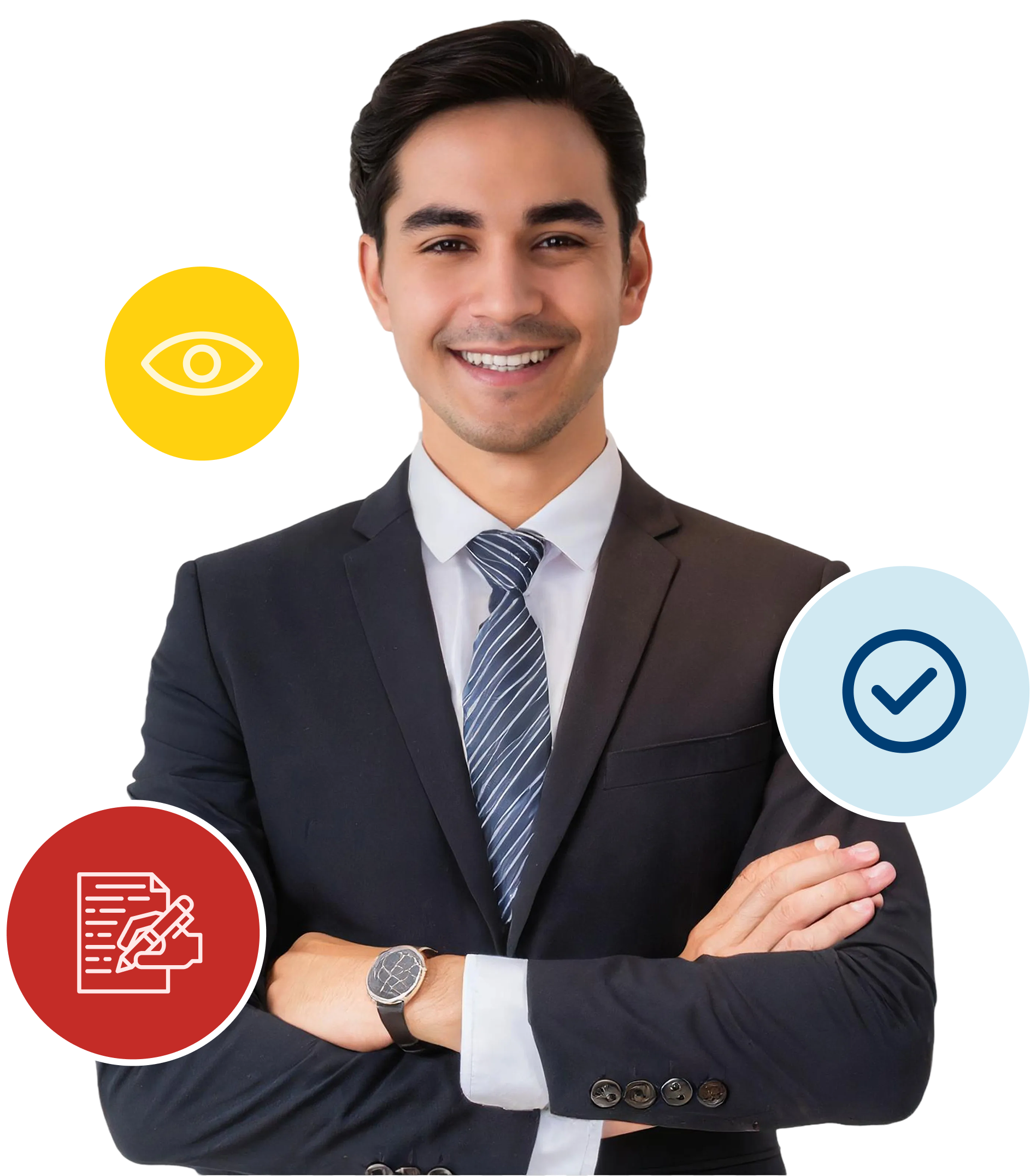 Hombre cruzado de brazos sonriendo